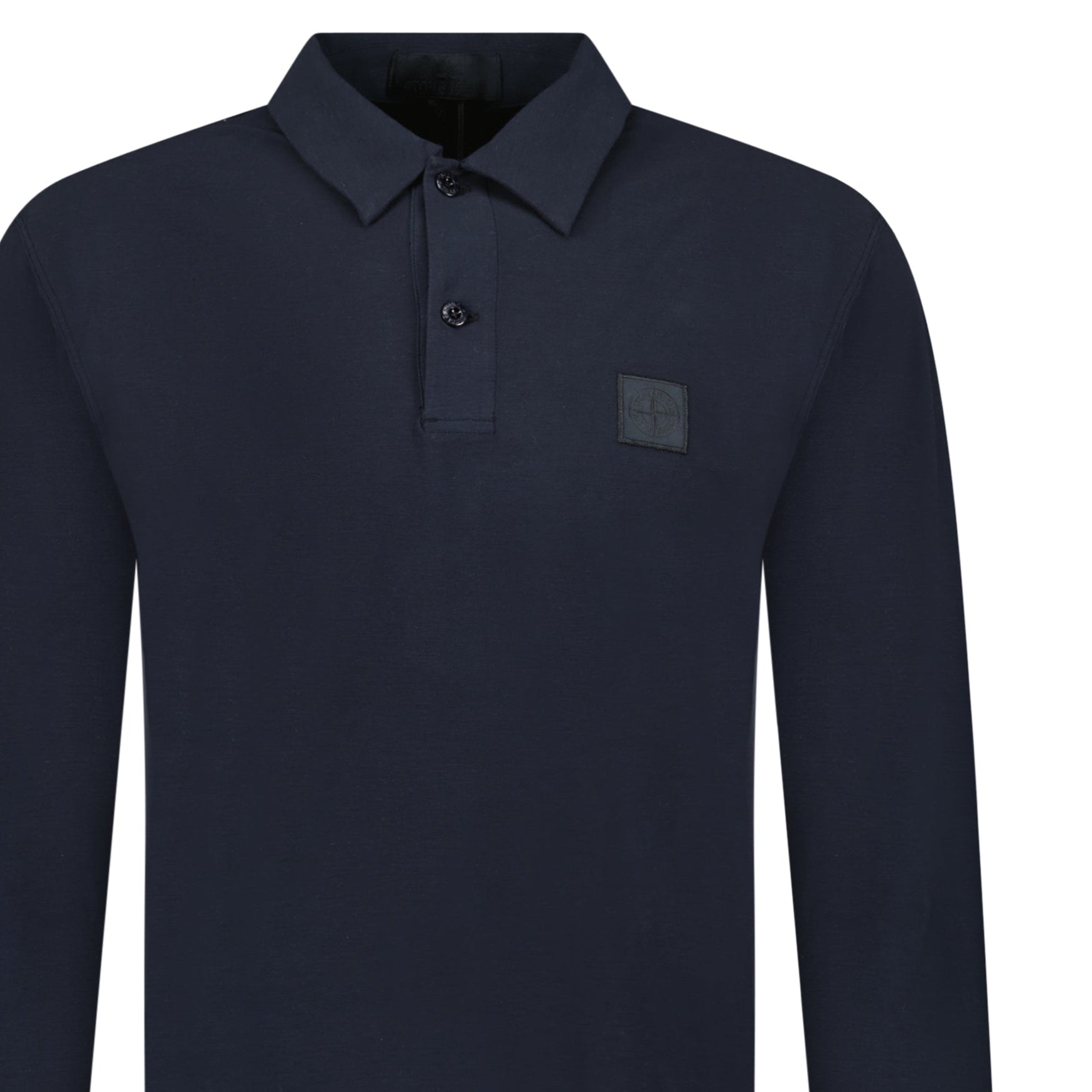 Stone Island Ghost Badge Long Sleeve Polo Shirt in Navy