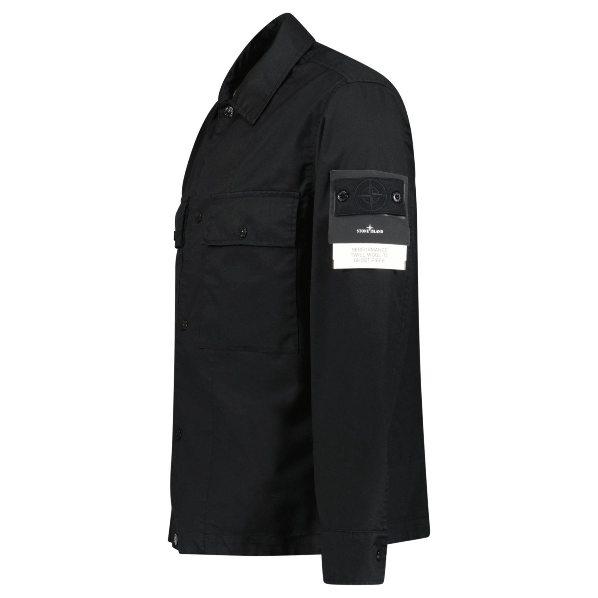 Stone Island Ghost Compass Twill Wool-TC Overshirt Black