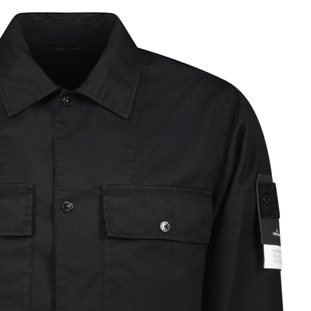 Stone Island Ghost Compass Twill Wool-TC Overshirt Black
