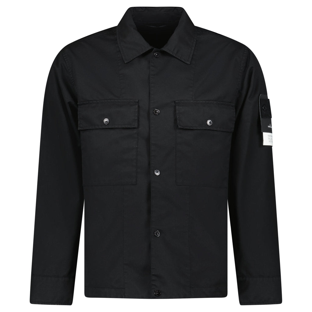 Stone Island Ghost Compass Twill Wool-TC Overshirt Black