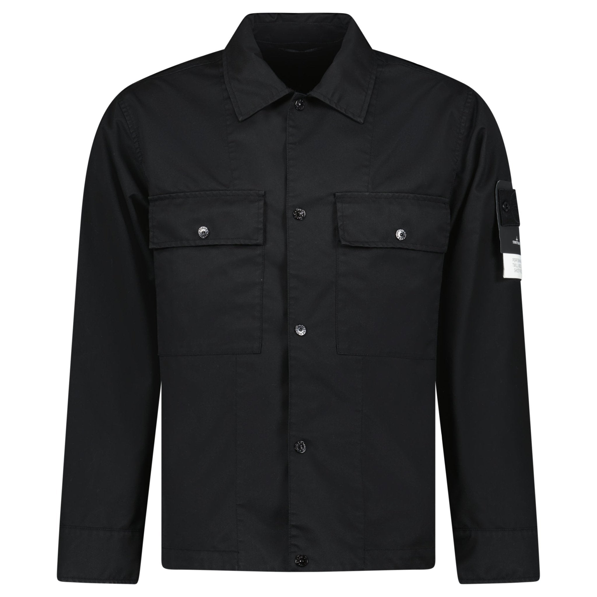 Stone Island Ghost Compass Twill Wool-TC Overshirt Black