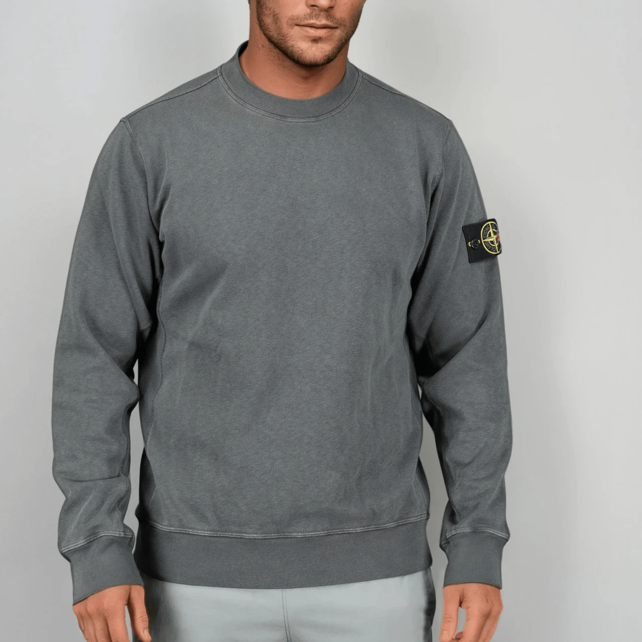 Stone Island Old Effect Crewneck Sweatshirt Charcoal Grey
