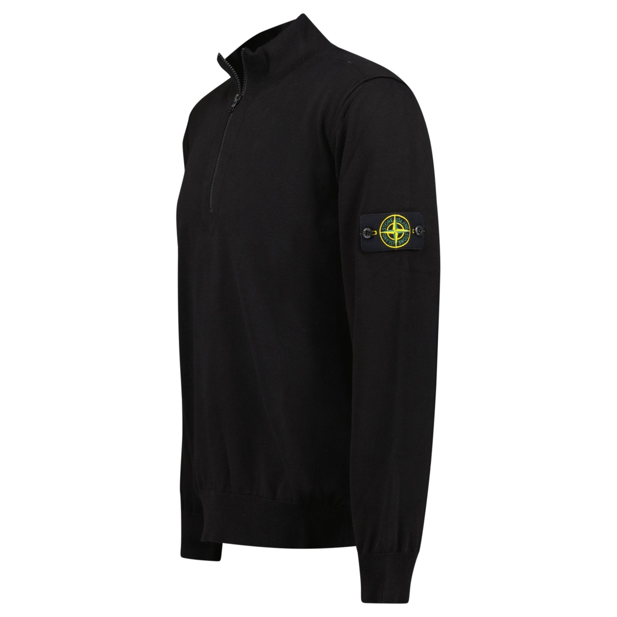 Stone Island Soft Cotton Quarter Zip Sweatshirt Black
