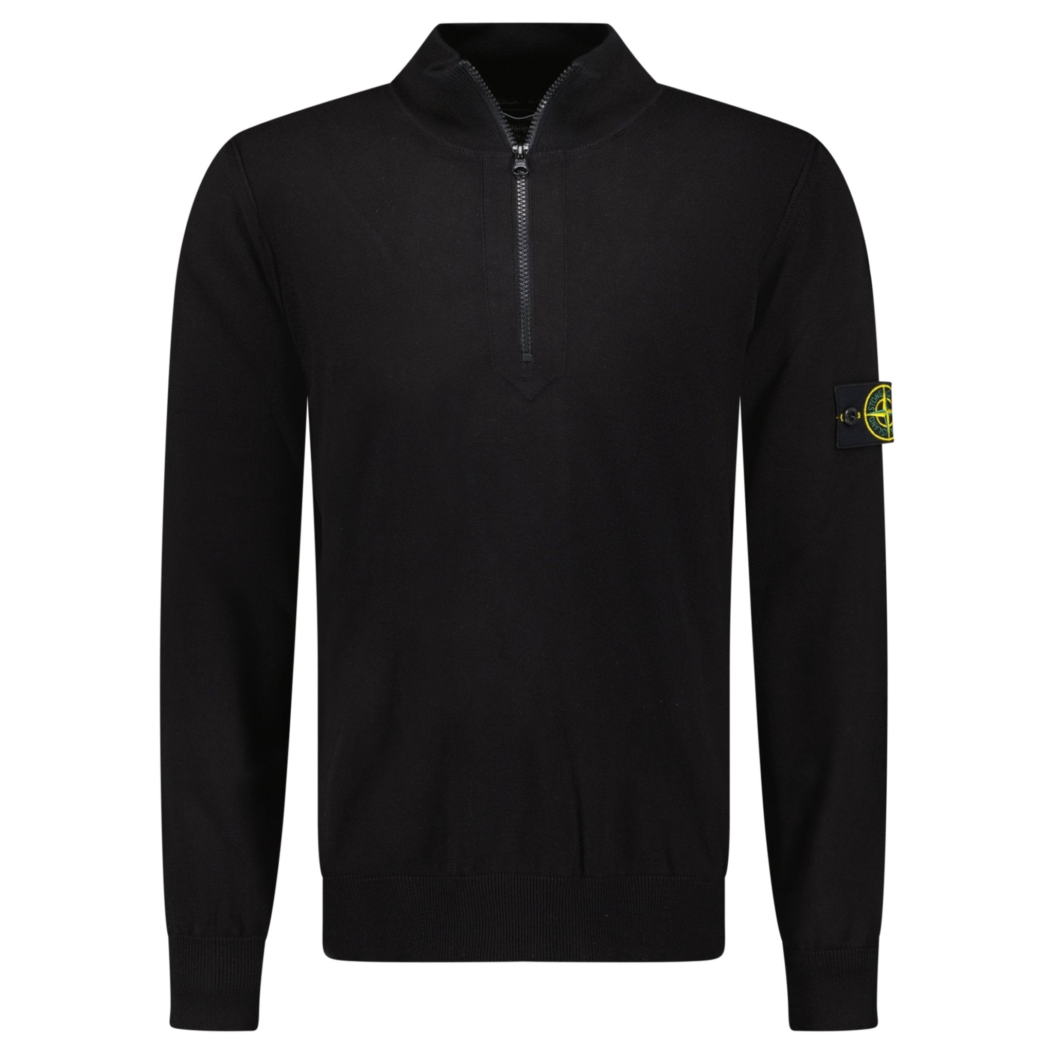 Stone Island Soft Cotton Quarter Zip Sweatshirt Black