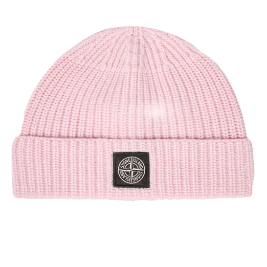 Stone Island Pink Beanie with Compass Patch